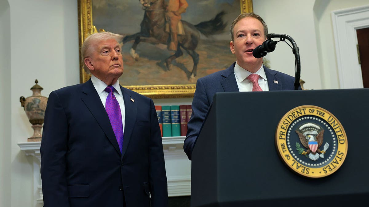 EPA Administrator Lee Zeldin speaking alongside President Donald Trump in the Roosevelt Room at the White House
