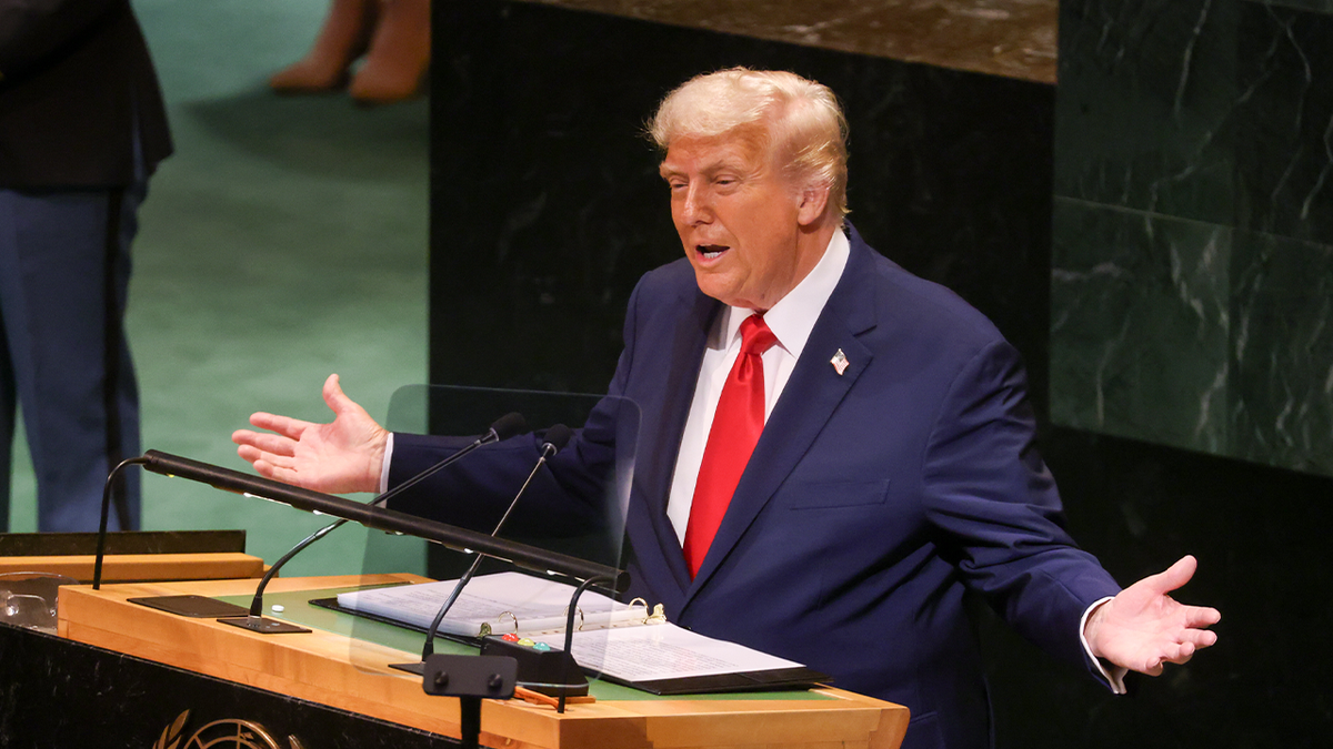 President Donald Trump speaking at the United Nations General Assembly in New York