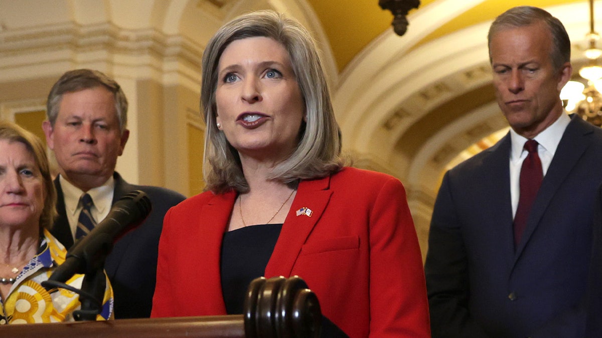 Sen. Joni Ernst speaks during press conference