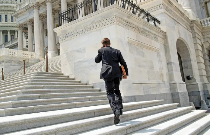 Sasse ascends the Senate steps before the last votes before a recess, Aug. 3, 2017. (Tom Williams/CQ Roll Call)