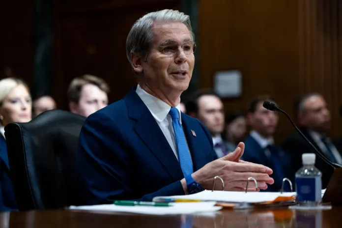 Treasury Secretary Scott Bessent testifies during a Senate Finance Committee hearing.