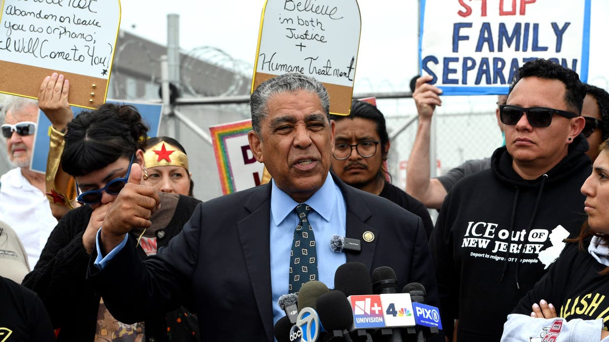 Protestors, politicians, and ICE agents gathered outside Delaney Hall immigration facility in Newark, N.J.