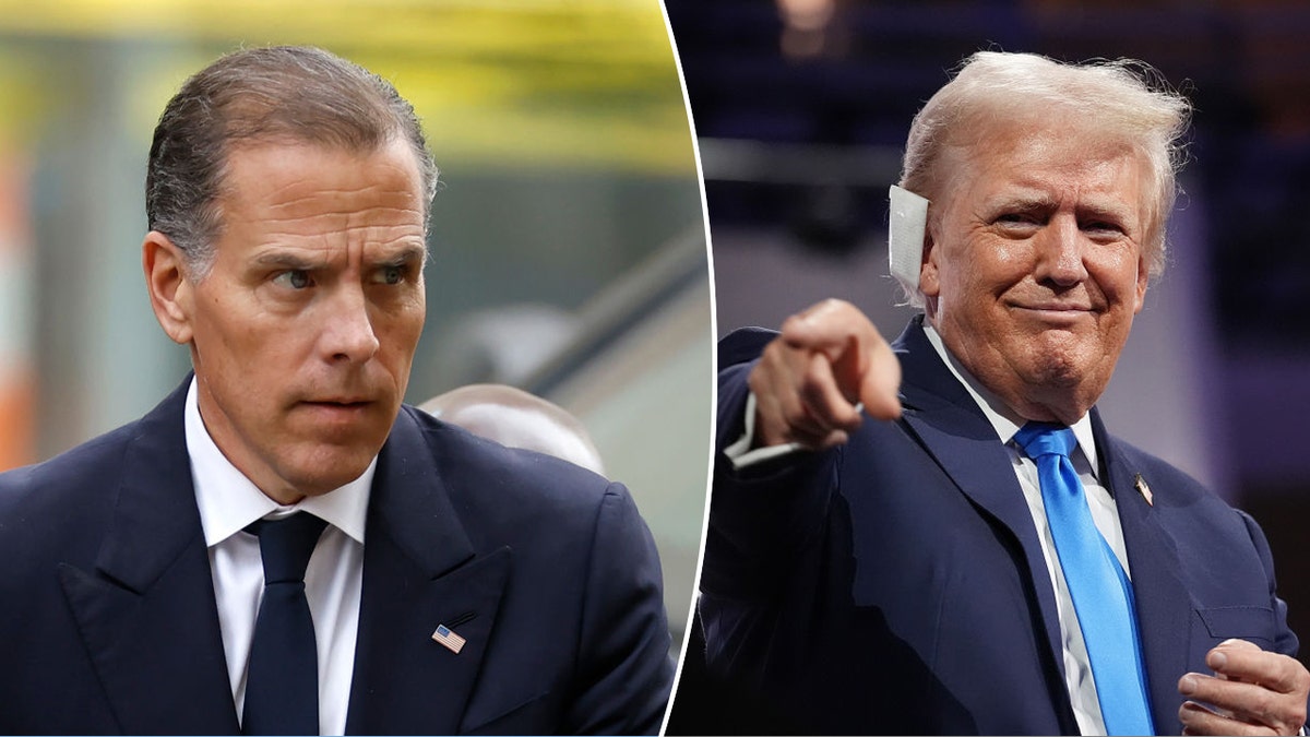 Hunter Biden and former President Donald Trump in separate portraits