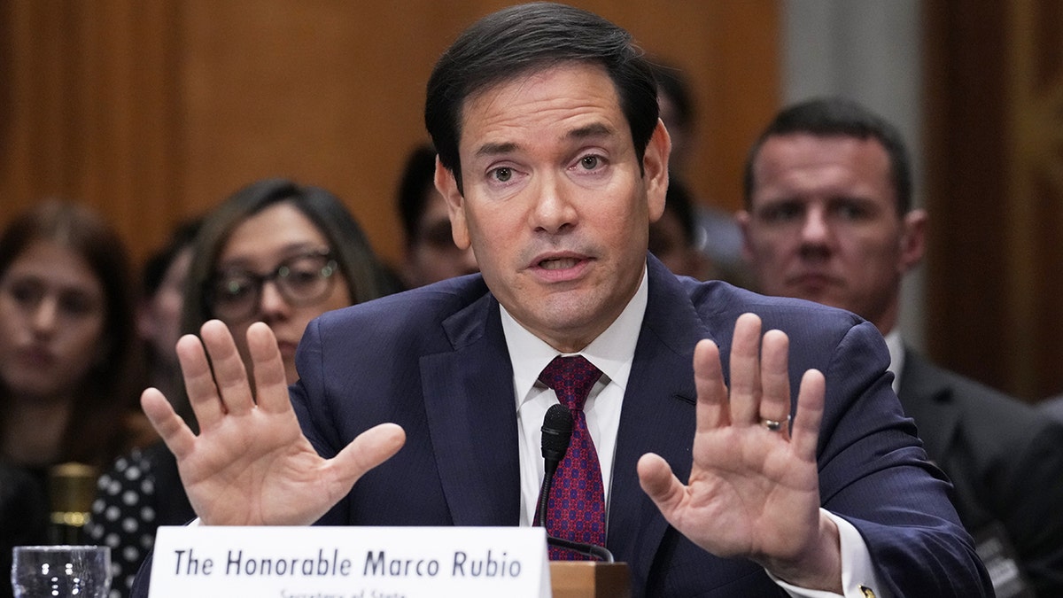 Marco Rubio appearing before the Senate Foreign Relations Committee at the Capitol.