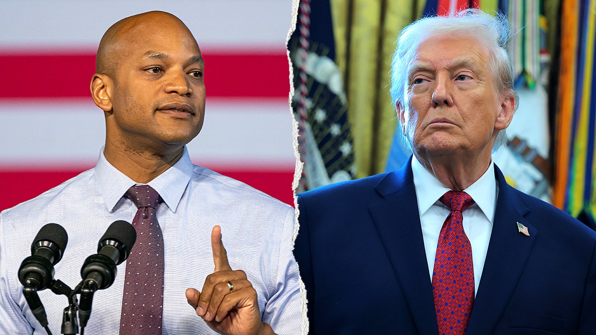 Maryland Gov. Wes Moore and President Donald Trump standing side by side