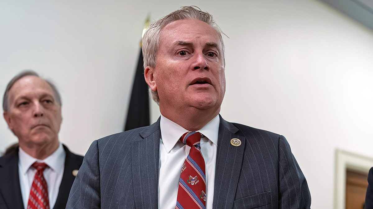 Comer addresses the press after Ghislaine Maxwell's deposition.