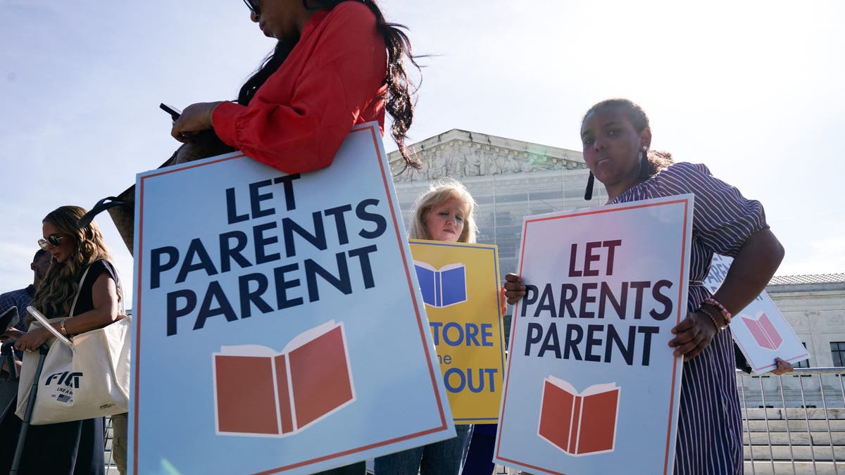 parents protest sign