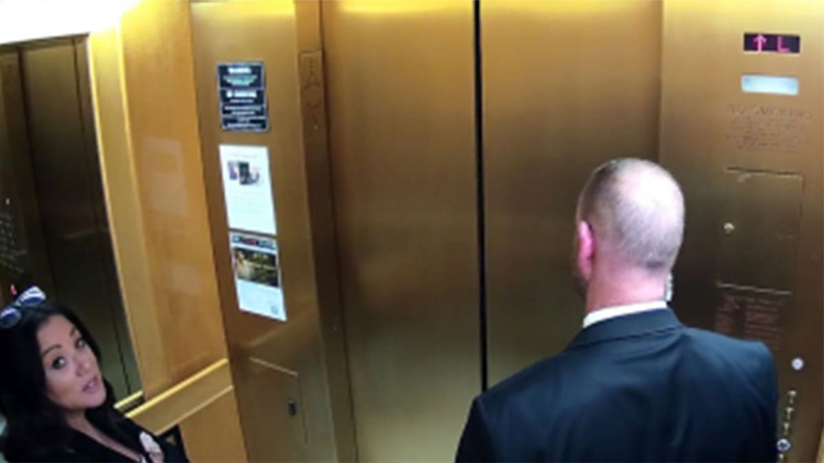 Photo of ex-Labor Secretary Lori Chavez-DeRemer in an elevator with her security detail
