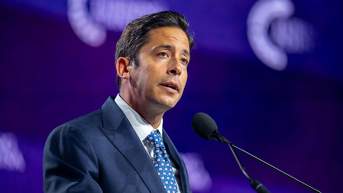 Michael Knowles speaks at a memorial event marking one year since Charlie Kirk's shooting death.