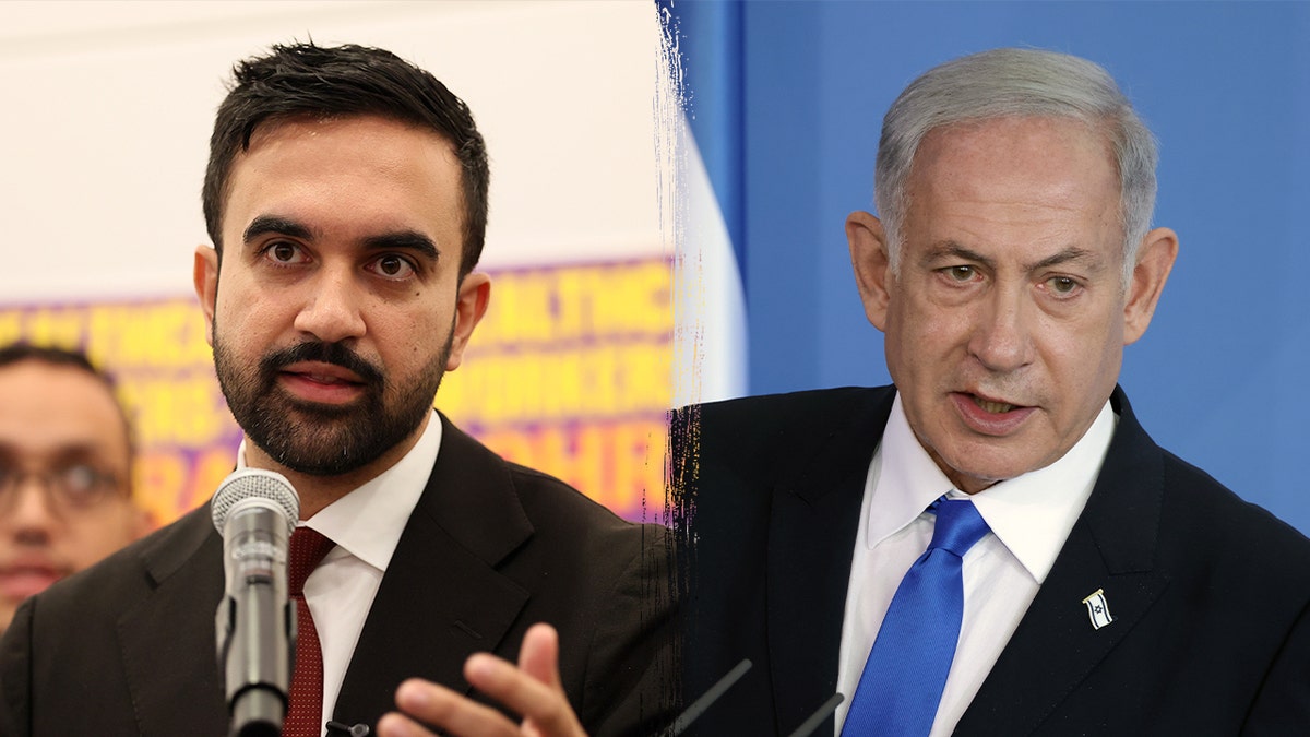 Split-screen photo of Zohran Mamdani and Benjamin Netanyahu.