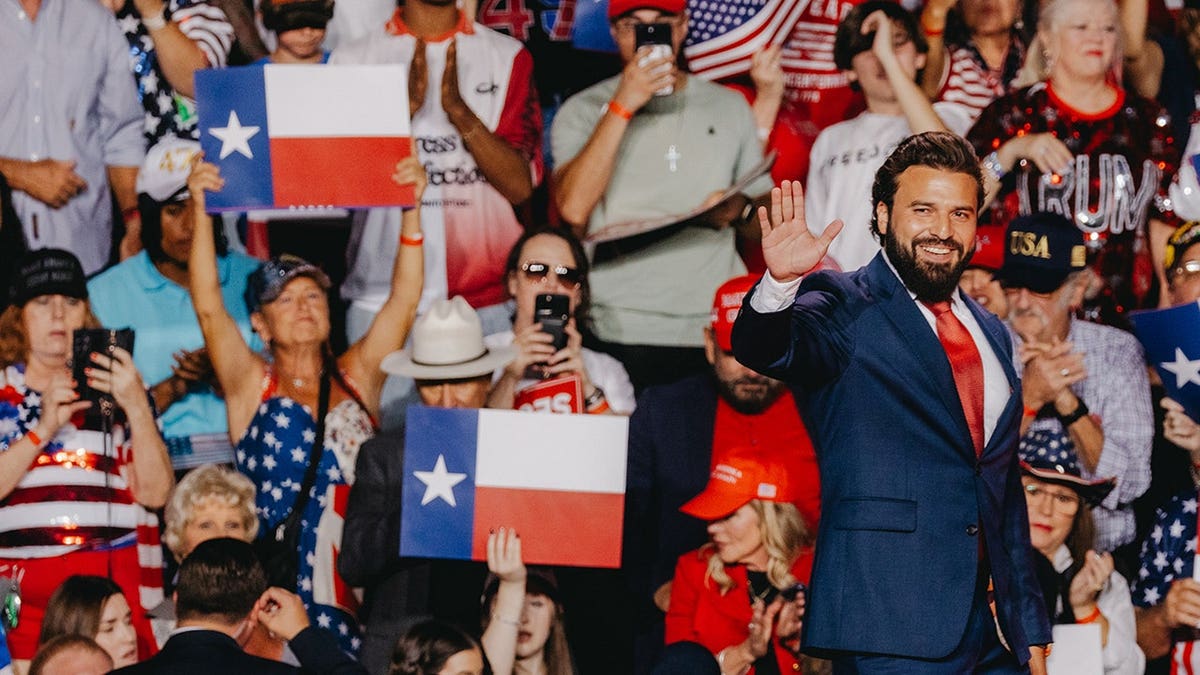 Brandon Herrera speaks at a campaign event in San Antonio, Texas.