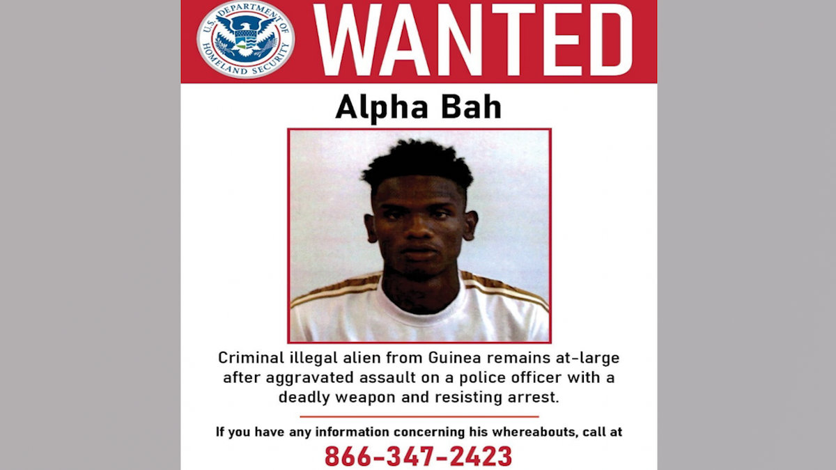 Wanted poster of Alpha Bah