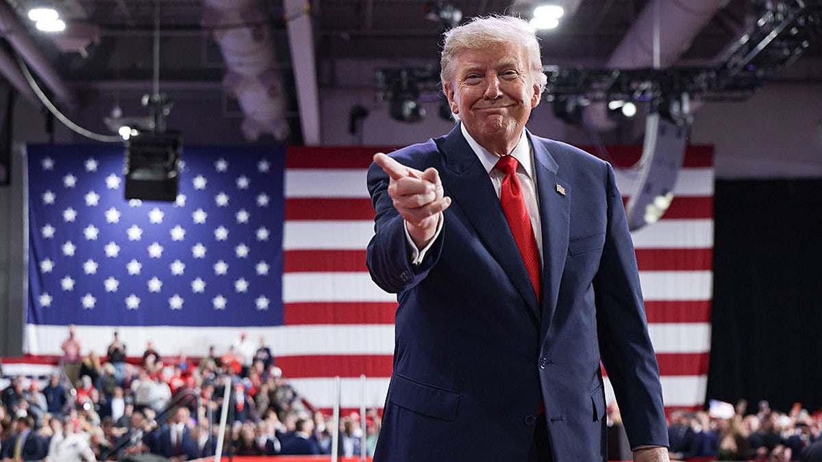 President Donald Trump leaves the stage after speaking during an election rally at the Oncenter on Oct. 9, 2026 in Syracuse, N.Y.