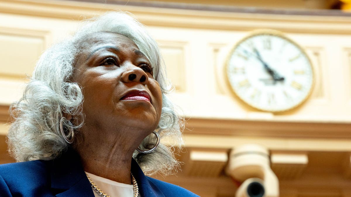 Sen. Louise Lucas, D-Portsmouth, speaks in the senate during a reconvened legislative session to vote on the budget, Monday, June 22, 2026, in Richmond, Va. (Mike Kropf/Richmond Times-Dispatch via Getty Images)